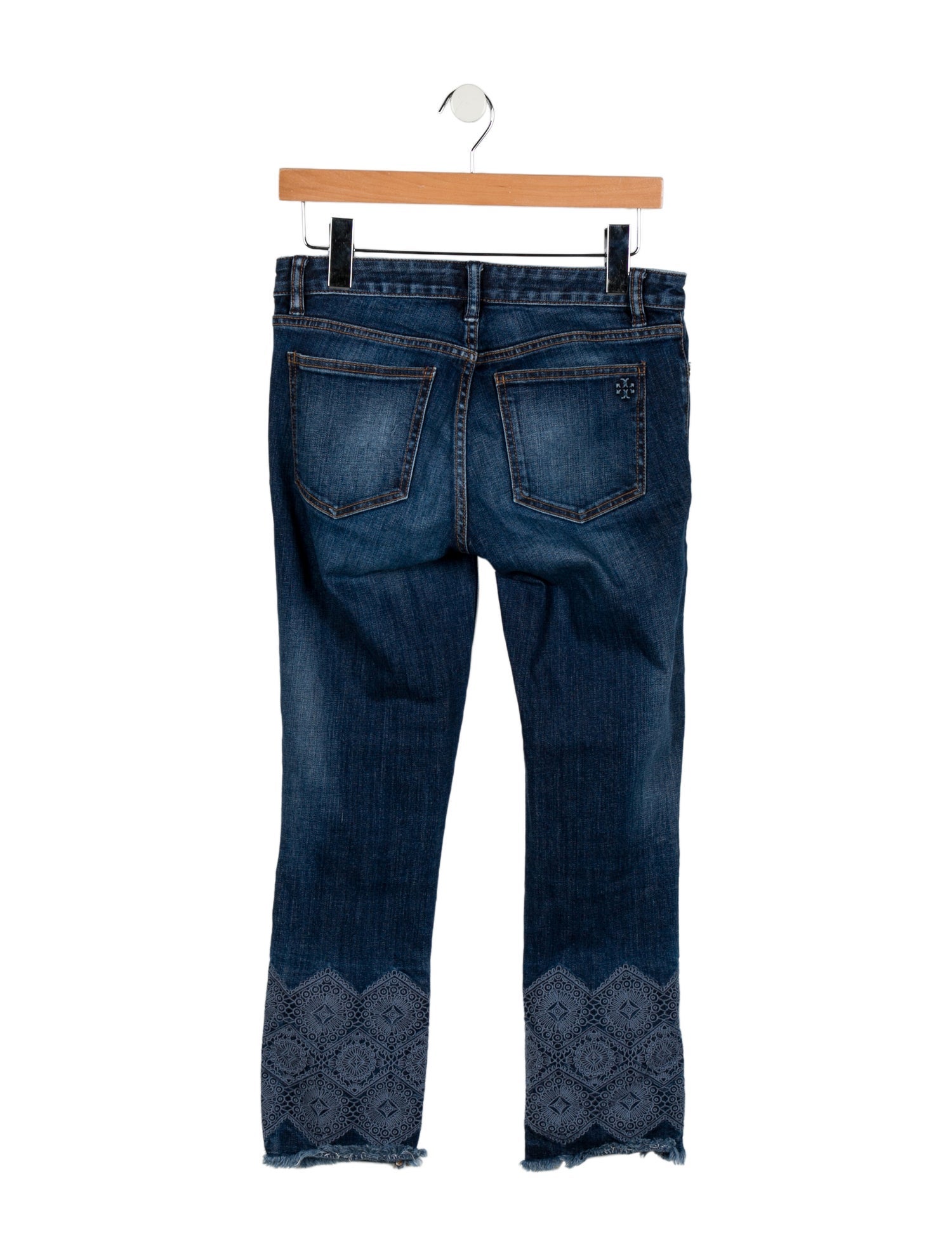 Tory Burch Mid-Rise Straight Leg Jeans