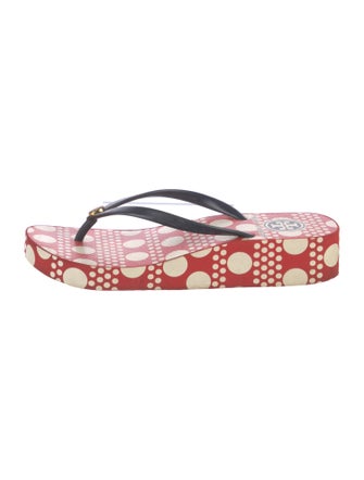 Tory Burch Rubber Polka Dot Print Flip Flops