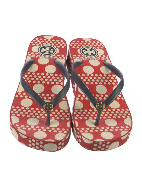 Tory Burch Rubber Polka Dot Print Flip Flops