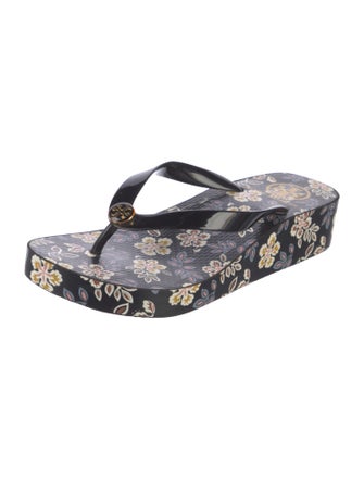 Tory Burch Rubber Floral Print Flip Flops