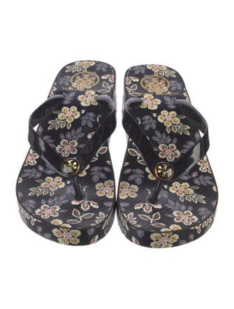 Tory Burch Rubber Floral Print Flip Flops
