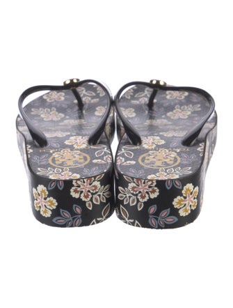 Tory Burch Rubber Floral Print Flip Flops