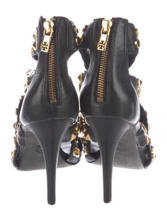 Tory Burch Leather Studded Accents T-Strap Pumps