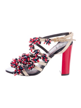 Tory Burch Leather Beaded Accents Slingback Pumps