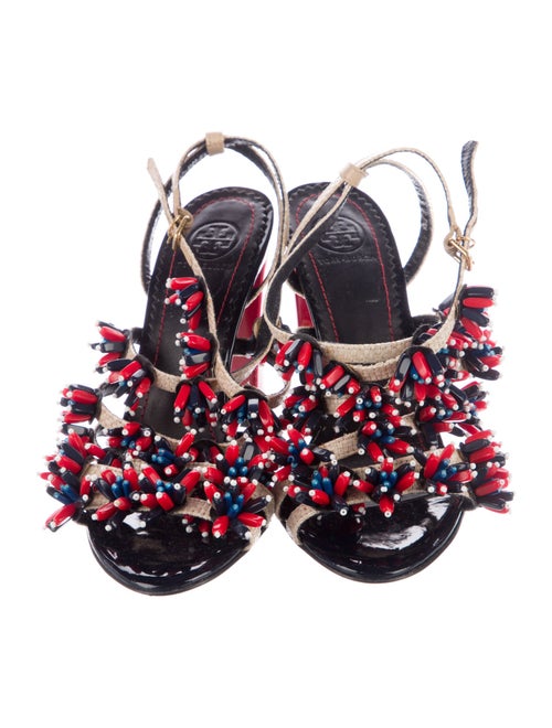 Tory Burch Leather Beaded Accents Slingback Pumps