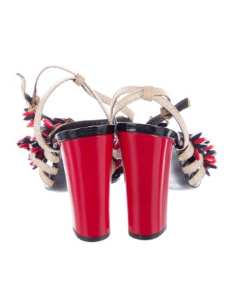 Tory Burch Leather Beaded Accents Slingback Pumps