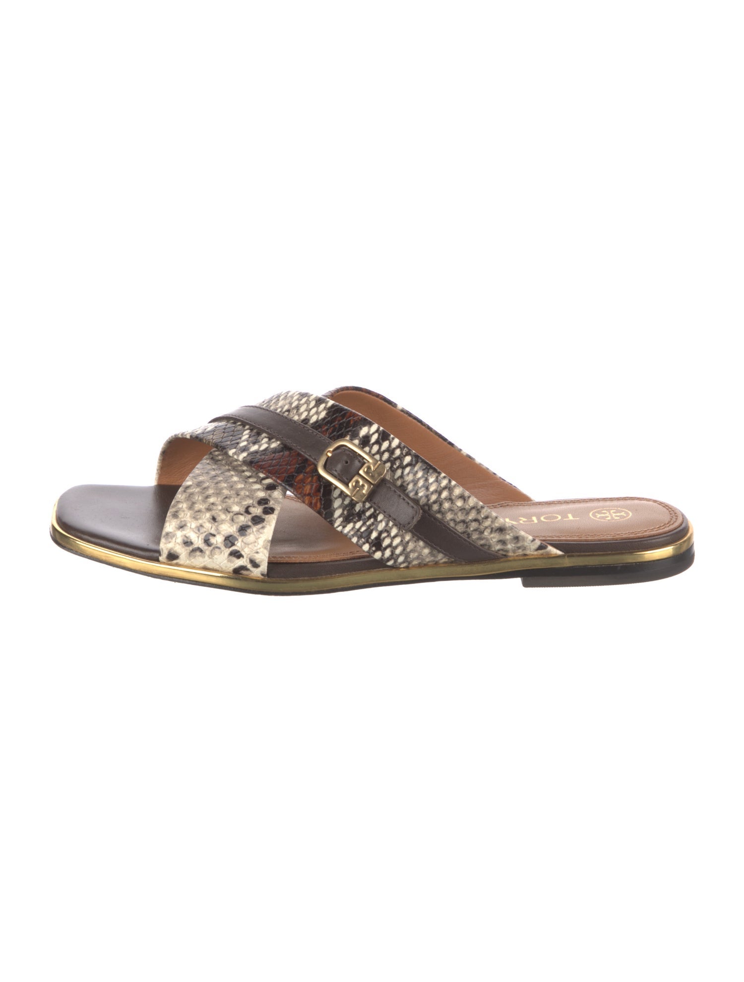 Tory Burch Leather Animal Print Slides