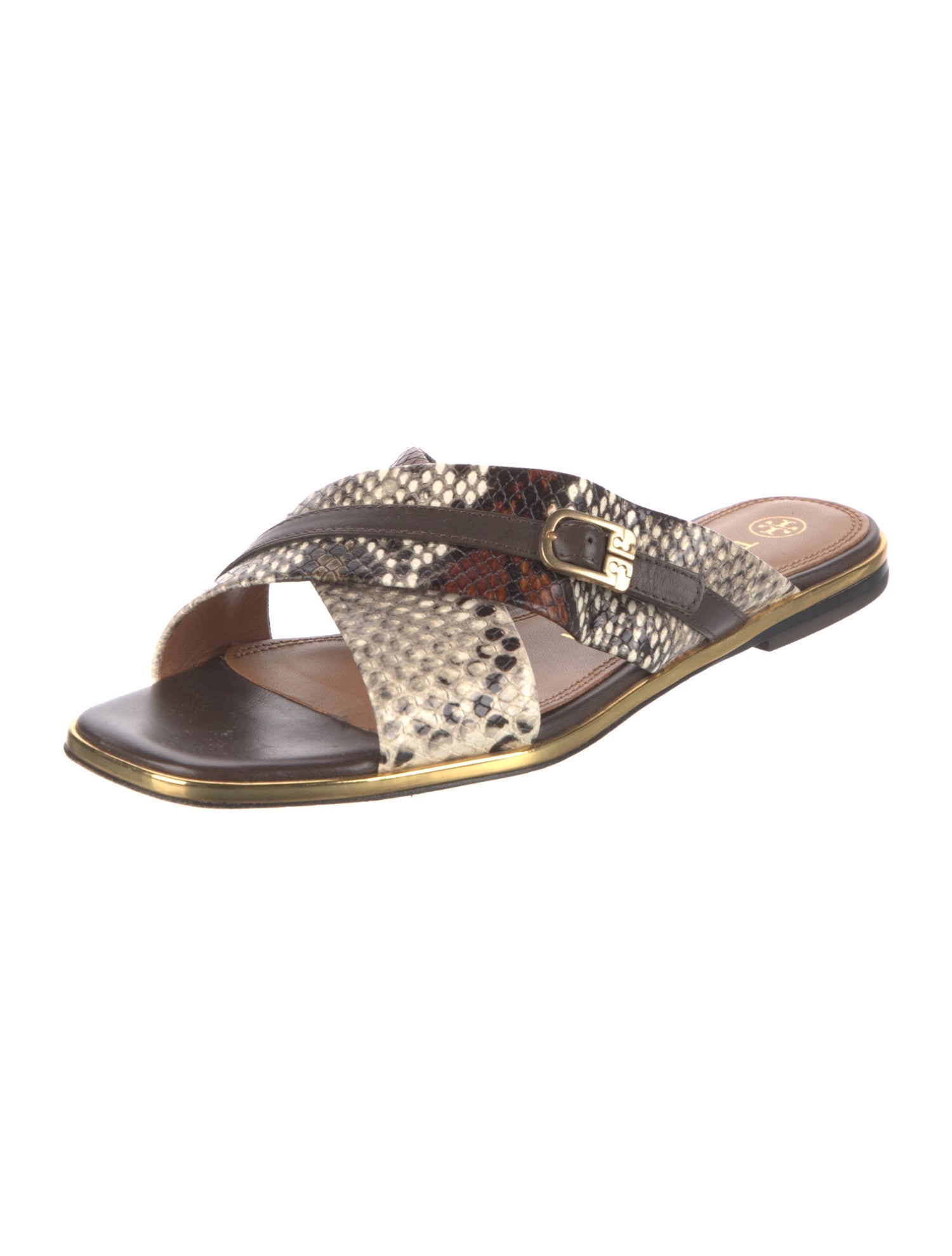 Tory Burch Leather Animal Print Slides