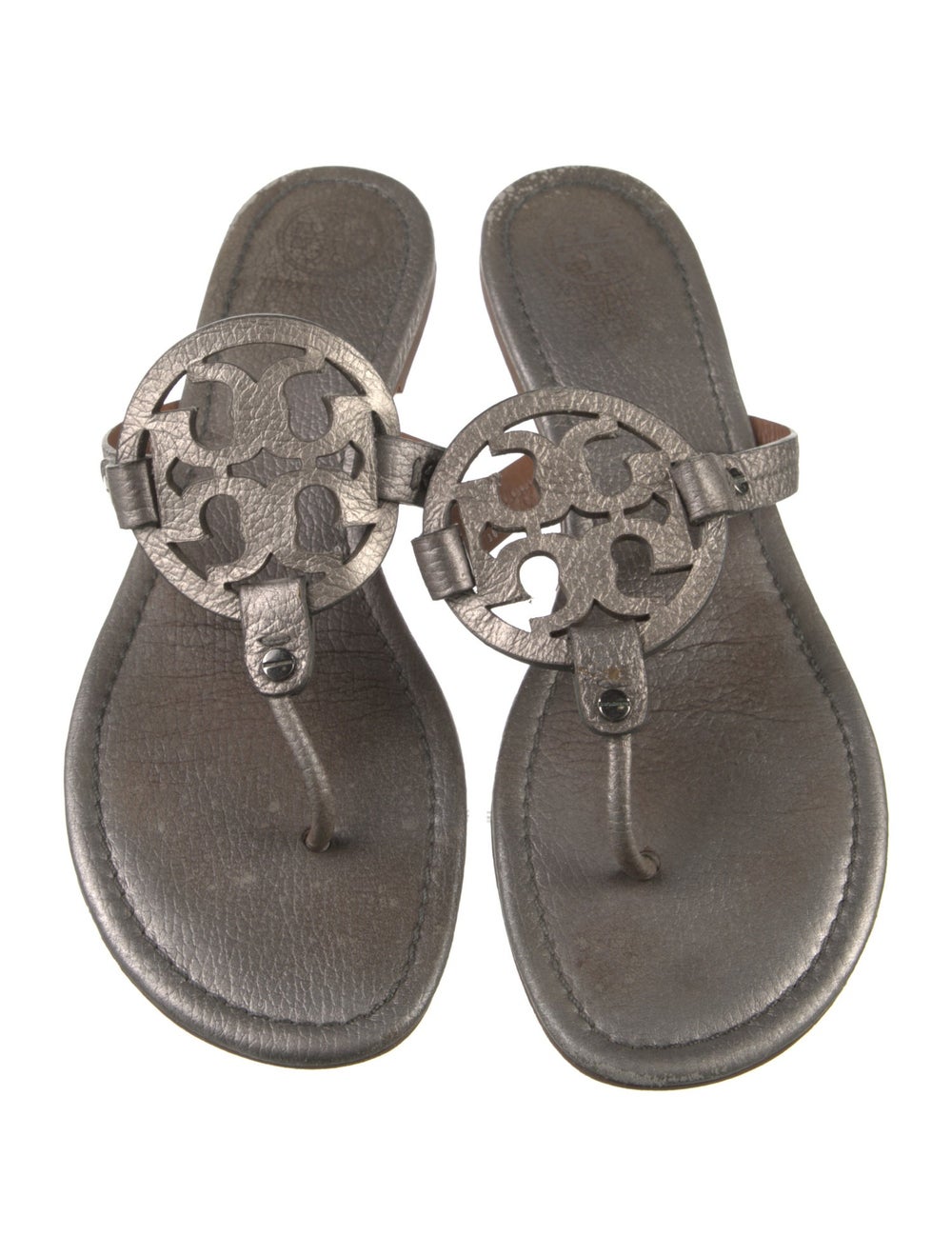 Tory Burch Leather Slides Silver - image 3