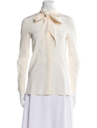 Tory Burch Silk Long Sleeve Button-Up Top