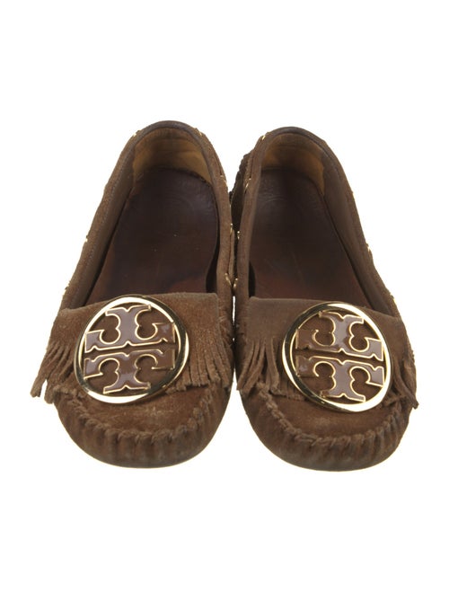 Tory Burch Suede Fringe Trim Accent Moccasins