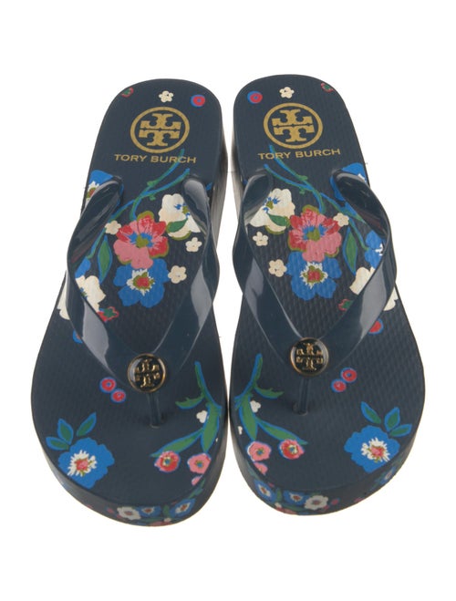 Tory Burch Rubber Floral Print Flip Flops