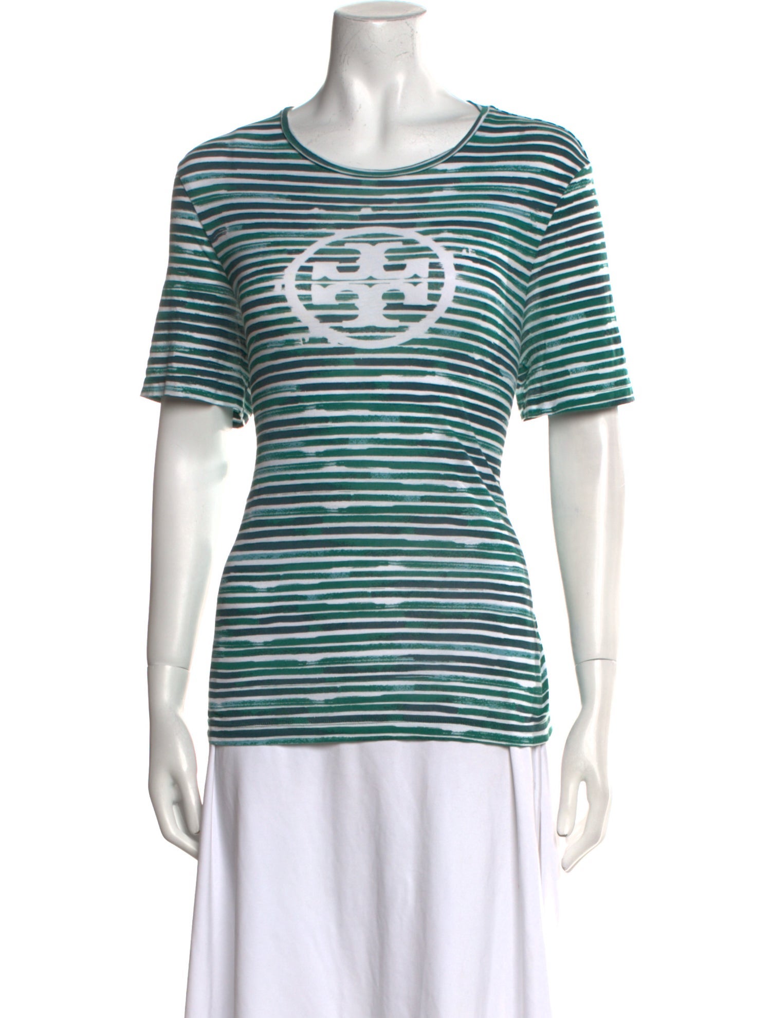 Tory Burch Striped Scoop Neck T-Shirt