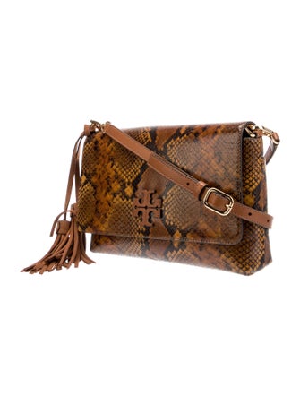 Tory Burch Embossed Leather Messenger Bag