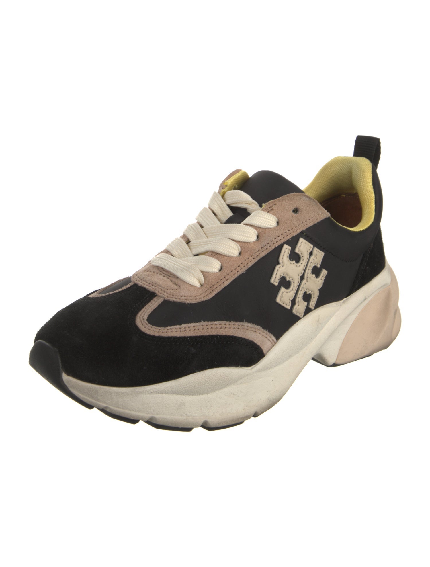 Tory Burch Suede Colorblock Pattern Sneakers