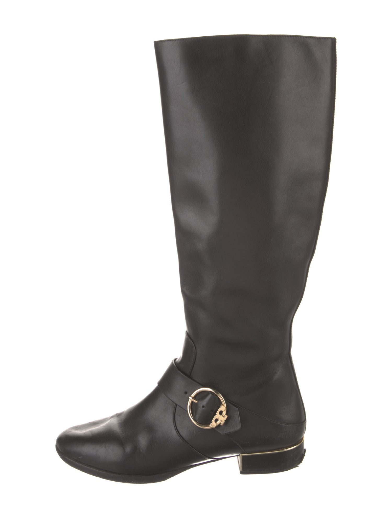 Tory Burch Leather Leather Trim Embellishment Riding Boots