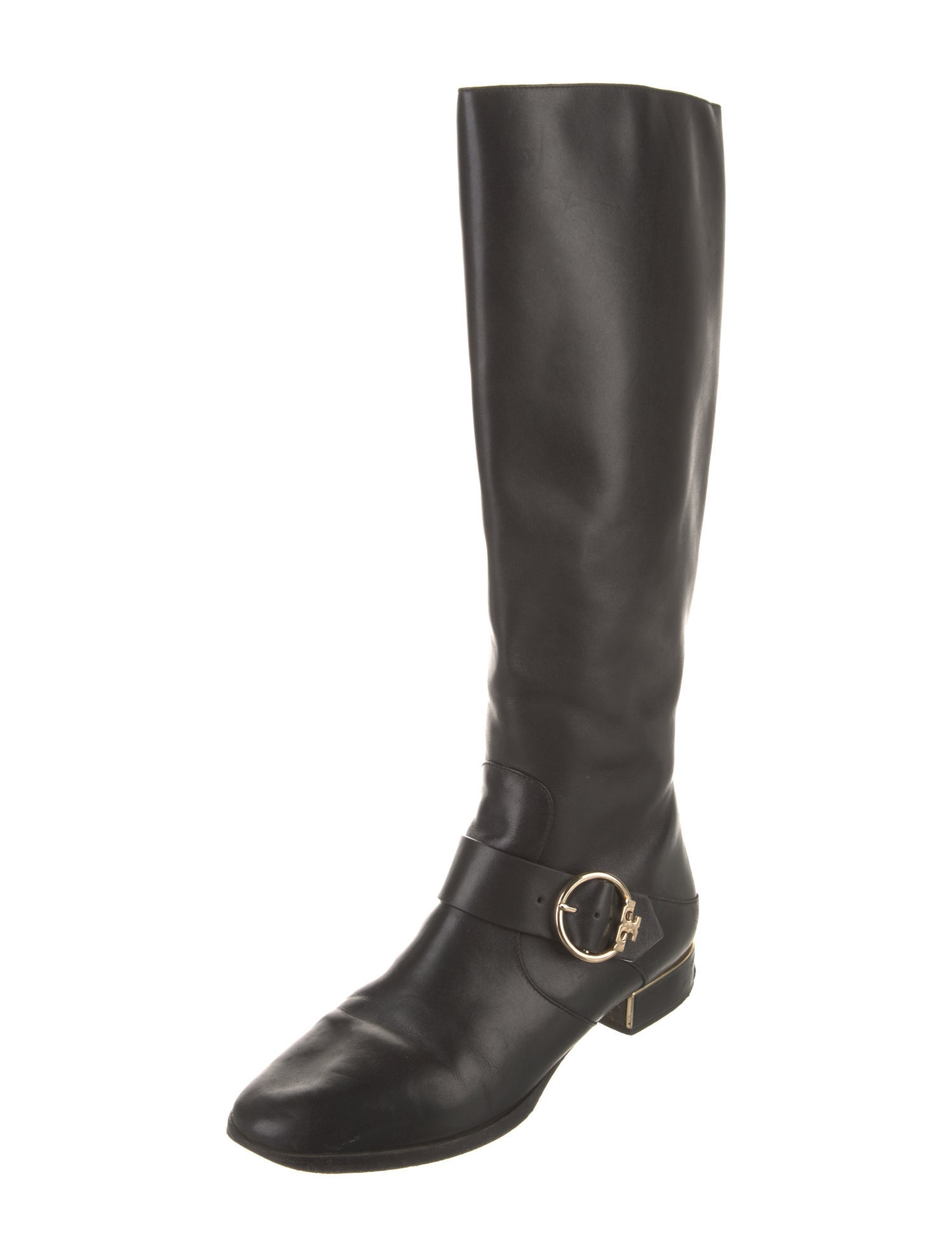 Tory Burch Leather Leather Trim Embellishment Riding Boots