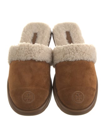 Tory Burch Suede Fur Trim Mules