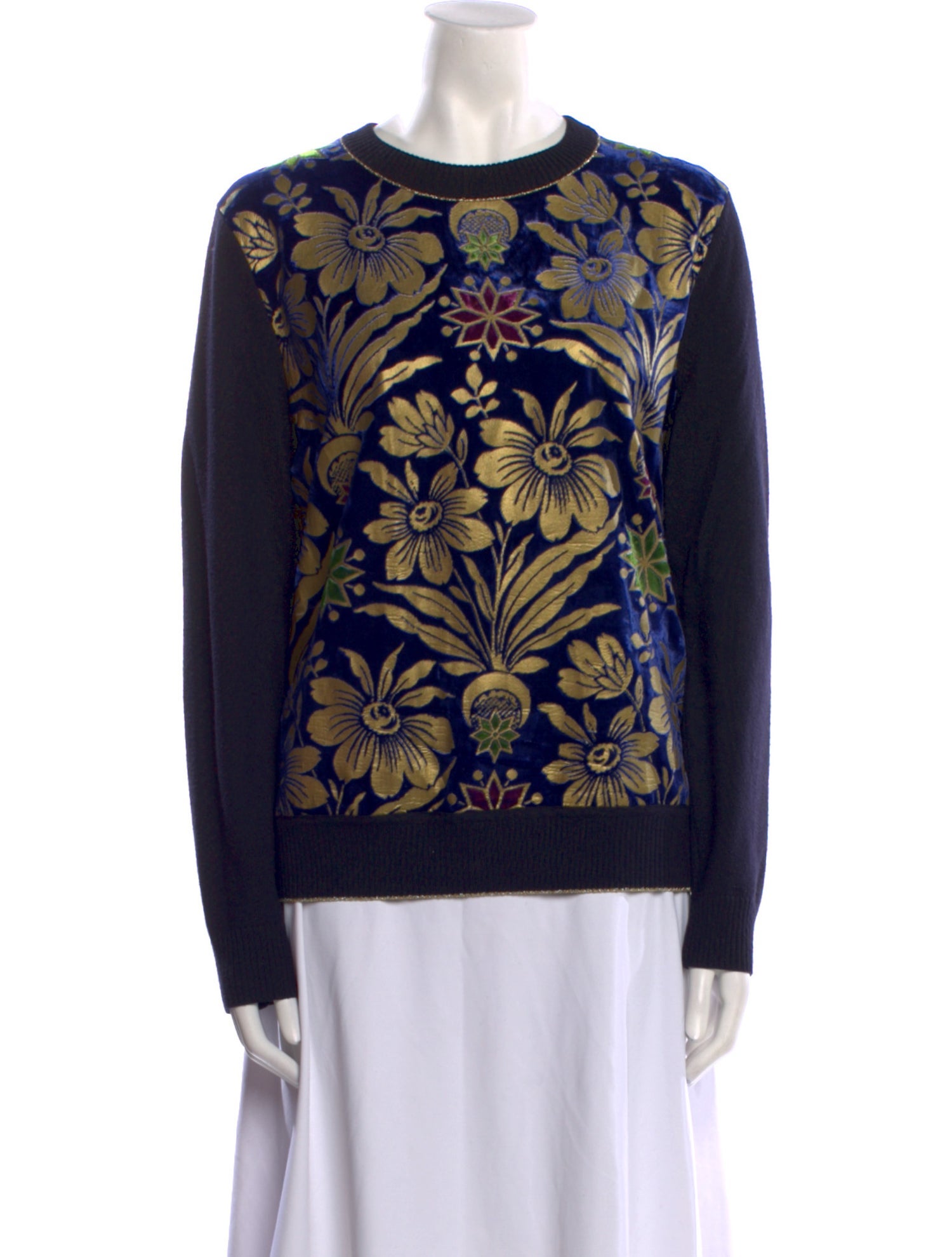 Tory Burch Merino Wool Floral Print Sweater