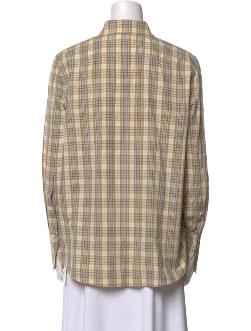 Tory Burch Plaid Print Long Sleeve Button-Up Top