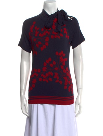 Tory Burch Printed Mock Neck Polo