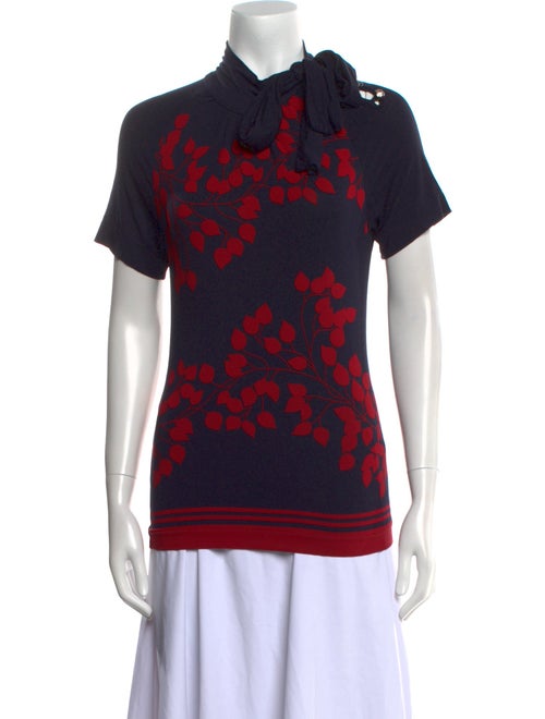 Tory Burch Printed Mock Neck Polo