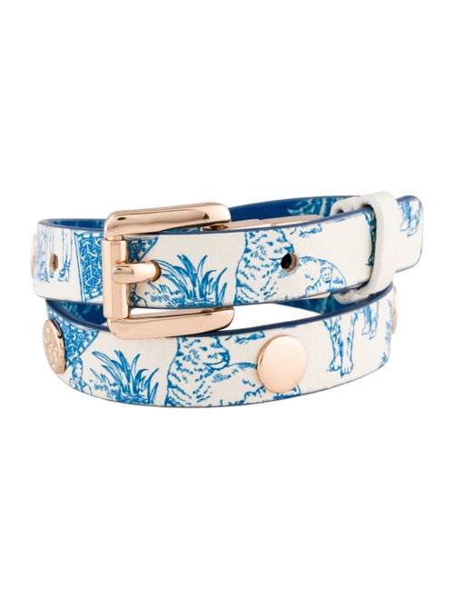 Tory Burch Leather Reversible Double Wrap Bracelet