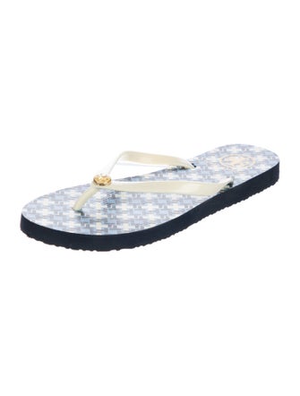 Tory Burch Rubber Floral Print Flip Flops