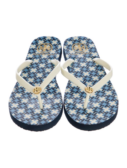 Tory Burch Rubber Floral Print Flip Flops