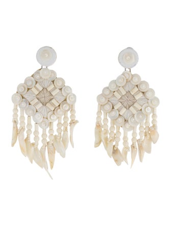 Tory Burch Shell & Mother of Pearl Chandelier Clip-On Earrings