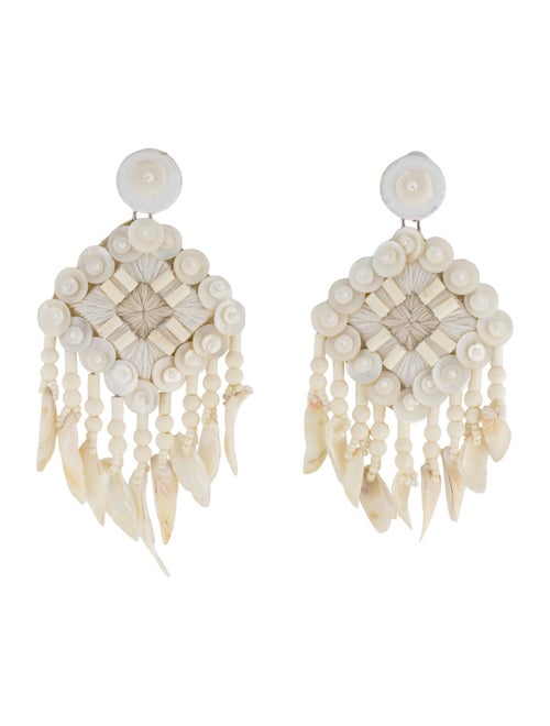 Tory Burch Shell & Mother of Pearl Chandelier Clip-On Earrings