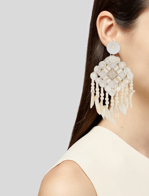 Tory Burch Shell & Mother of Pearl Chandelier Clip-On Earrings