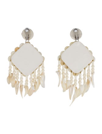 Tory Burch Shell & Mother of Pearl Chandelier Clip-On Earrings