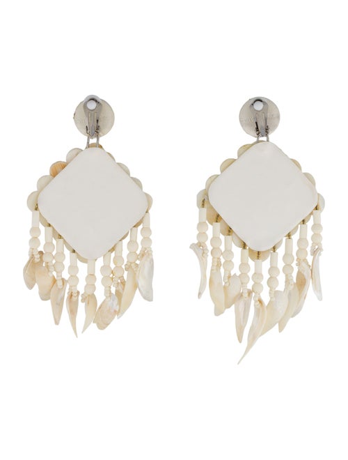 Tory Burch Shell & Mother of Pearl Chandelier Clip-On Earrings