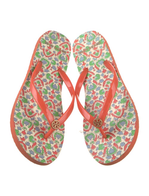 Tory Burch Rubber Floral Print Flip Flops