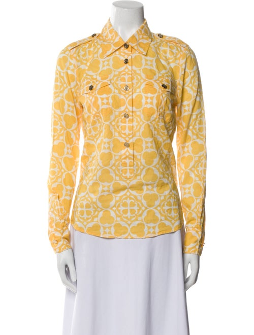 Tory Burch Printed Long Sleeve Button-Up Top