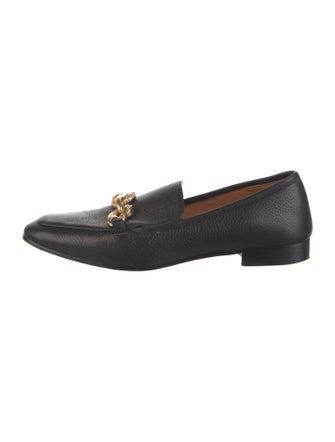 Tory Burch Leather Chain-Link Accents Loafers