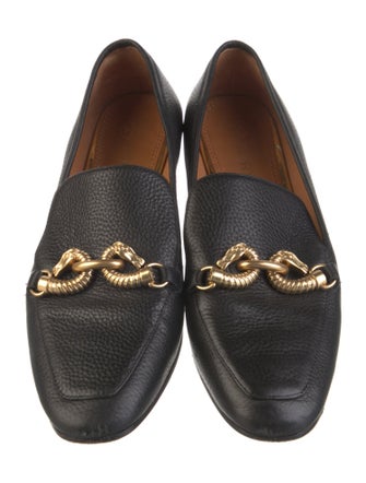 Tory Burch Leather Chain-Link Accents Loafers
