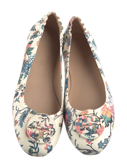 Tory Burch Leather Floral Print Ballet Flats