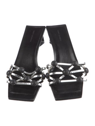 Tory Burch Leather Crystal Embellishments Slides