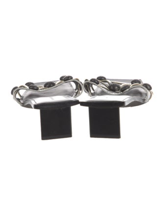 Tory Burch Leather Crystal Embellishments Slides