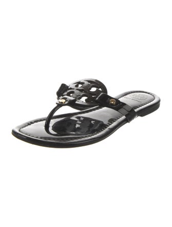 Tory Burch Patent Leather Printed Flip Flops