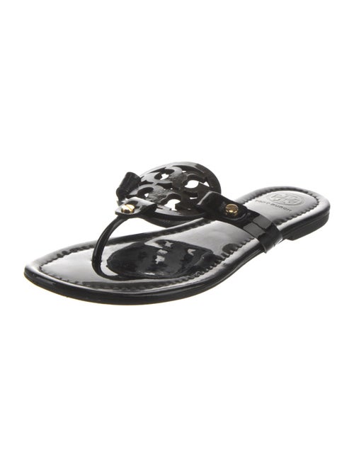 Tory Burch Patent Leather Printed Flip Flops