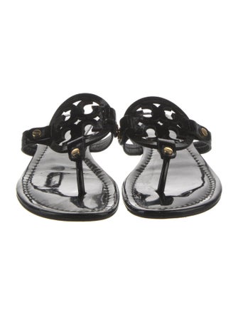 Tory Burch Patent Leather Printed Flip Flops