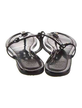 Tory Burch Patent Leather Printed Flip Flops
