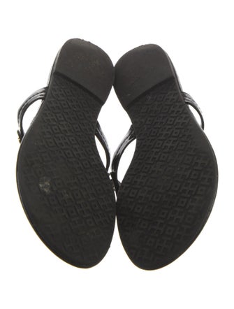 Tory Burch Patent Leather Printed Flip Flops