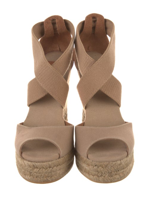 Tory Burch Canvas Leather Trim Embellishment Espadrilles