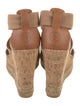 Tory Burch Canvas Leather Trim Embellishment Espadrilles