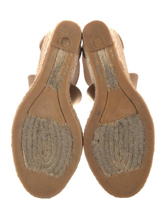 Tory Burch Canvas Leather Trim Embellishment Espadrilles