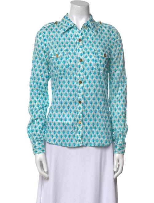 Tory Burch Printed Long Sleeve Button-Up Top